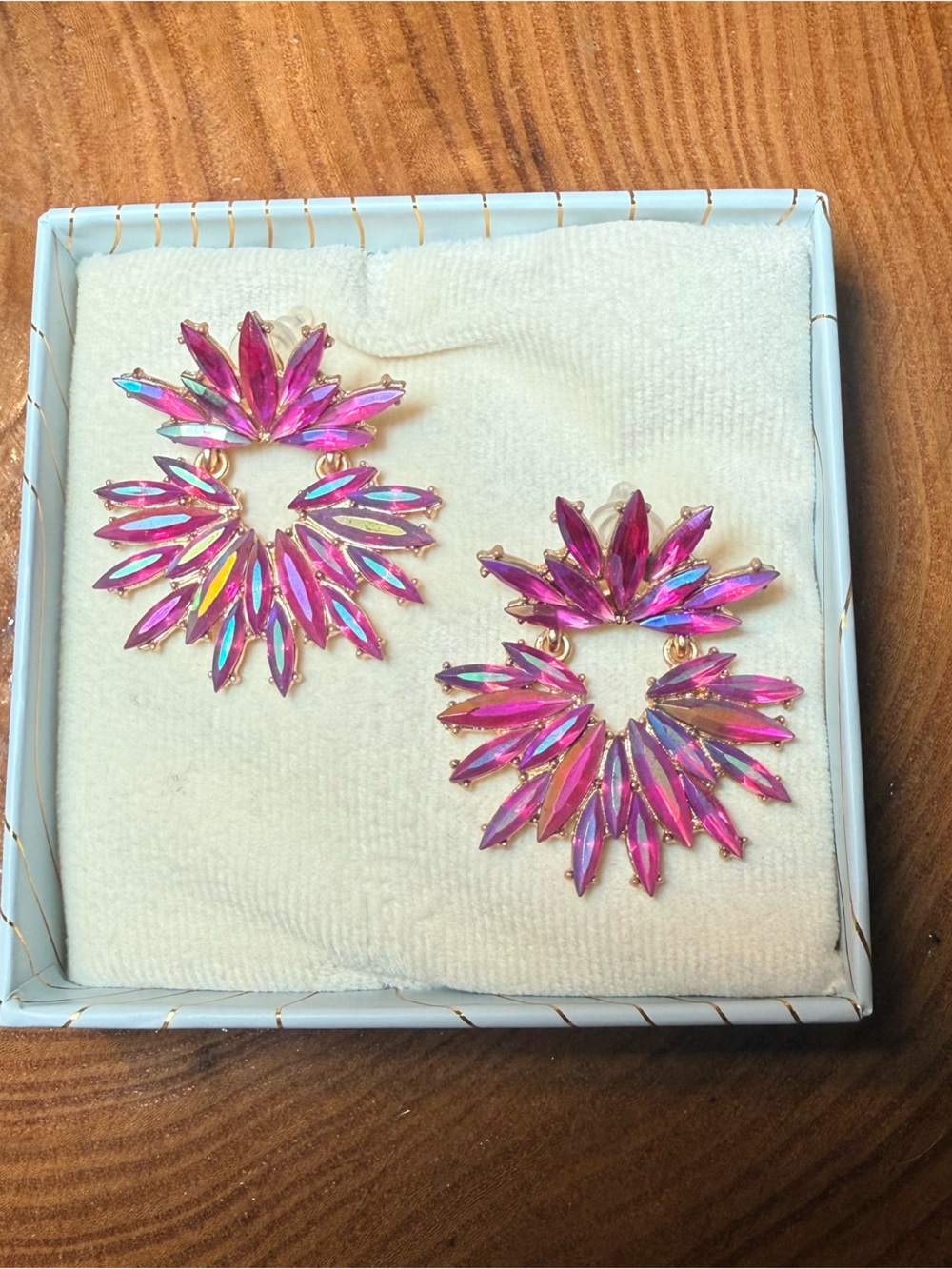 Pink Iridescent Crystal Earrings
